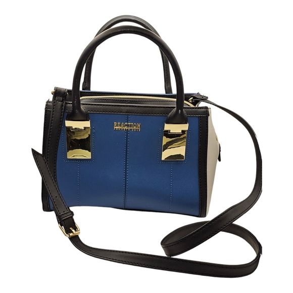 Kenneth Cole Reaction Purse Handbag Two Tone Blue and White EUC - Picture 1 of 11